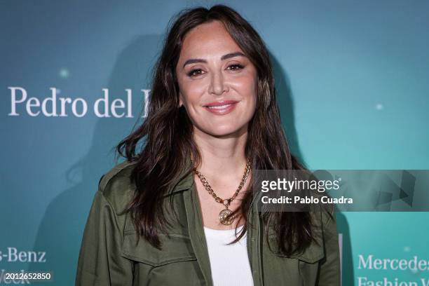 Tamara Falco attends the photocall ahead of Pedro del Hierro's fashion show during the Mercedes Benz Fashion Week Madrid at Ifema on February 15,...