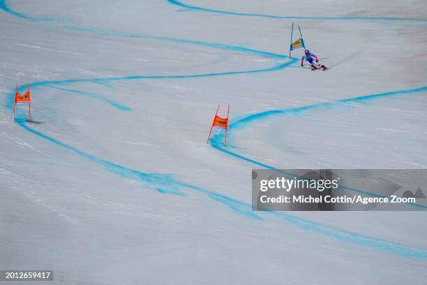 Camille Cerutti of Team France competes during the Audi FIS Alpine Ski World Cup Women's Super G on February 18, 2024 in Crans Montana, Switzerland.