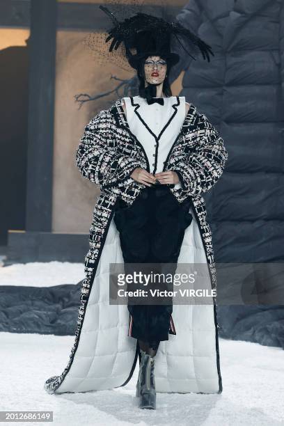 Anna Cleveland walks the runway during the Thom Browne Ready to Wear Fall/Winter 2024-2024 fashion show as part of the New York Fashion Week on...