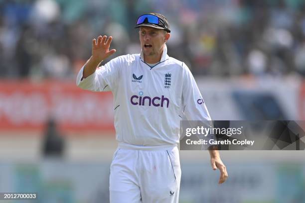 Joe Root of England during day one of the 3rd Test Match between India and England at Saurashtra Cricket Association Stadium on February 15, 2024 in...