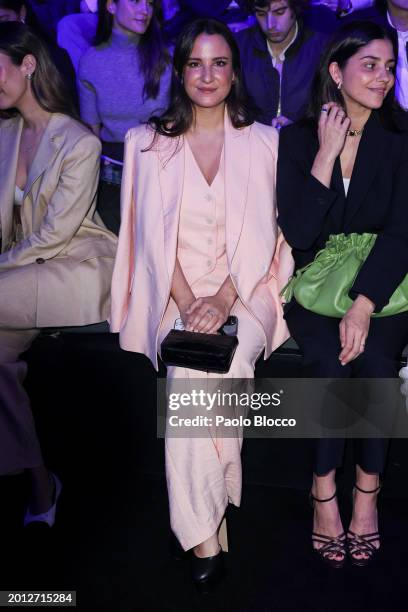 Marta Pombo attends the front row at the Pedro del Hierro fashion show during the Mercedes Benz Fashion Week Madrid at Ifema on February 15, 2024 in...