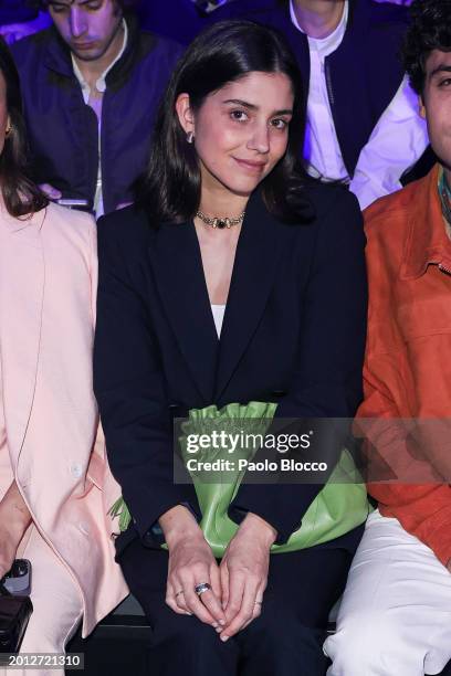 Maria Garcia de Jaime attends the front row at the Pedro del Hierro fashion show during the Mercedes Benz Fashion Week Madrid at Ifema on February...