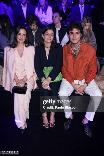 Marta Pombo, Maria Garcia de Jaime and Tomas Paramo attend the front row at the Pedro del Hierro fashion show during the Mercedes Benz Fashion Week...