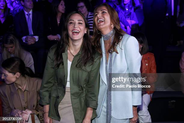 Tamara Falco and Marie Castellvi attend the front row at the Pedro del Hierro fashion show during the Mercedes Benz Fashion Week Madrid at Ifema on...