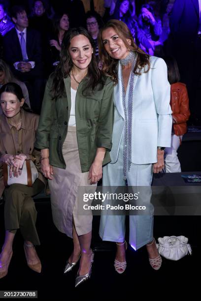 Tamara Falco and Marie Castellvi attend the front row at the Pedro del Hierro fashion show during the Mercedes Benz Fashion Week Madrid at Ifema on...