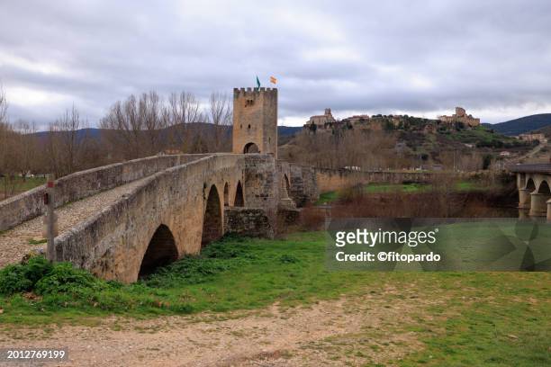medieval bridge or roman bridge of frías - circa 14th century stock pictures, royalty-free photos & images