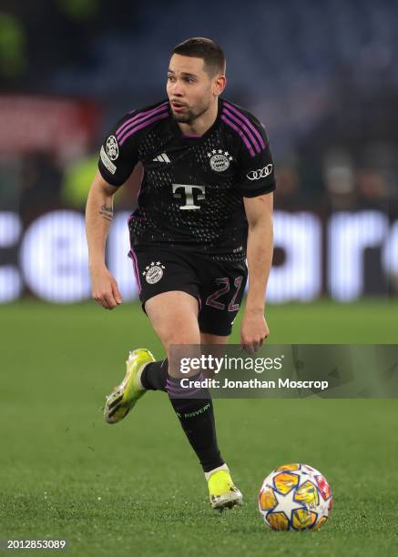 Raphael Guerreiro of Bayern Munchen during the UEFA Champions League 2023/24 round of 16 first leg match between SS Lazio and FC Bayern München at...