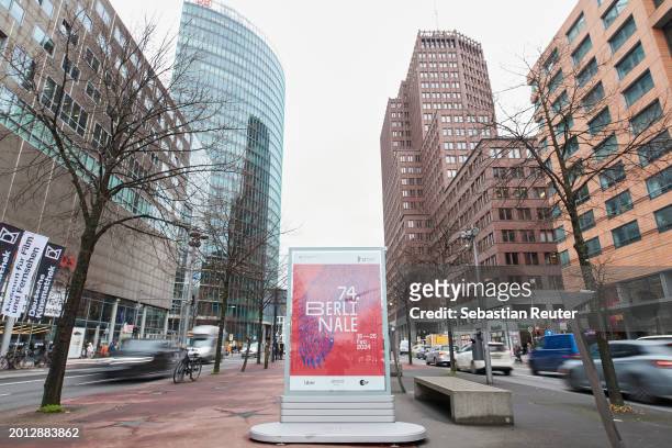 Berlinale signage is on display during the 74th Berlinale International Film Festival Berlin on February 15, 2024 in Berlin, Germany.