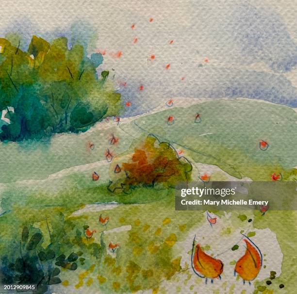 birds in a field - not guilty stock illustrations