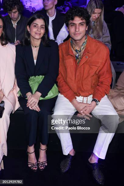 Maria Garcia de Jaime and Tomas Paramo attend the front row at the Mans fashion show during the Mercedes Benz Fashion Week Madrid at Ifema on...