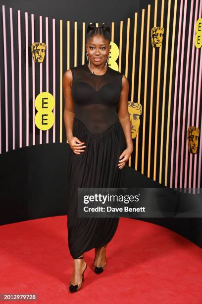 Clara Amfo attends the 2024 EE BAFTA Film Awards at The Royal Festival Hall on February 18, 2024 in London, England.