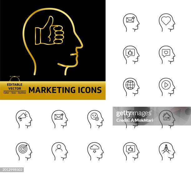 social media icon, idea, vision, planning... - brain cancer stock illustrations