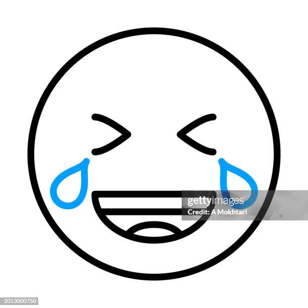 emoticon cries with laughter. - crying face funny stock illustrations