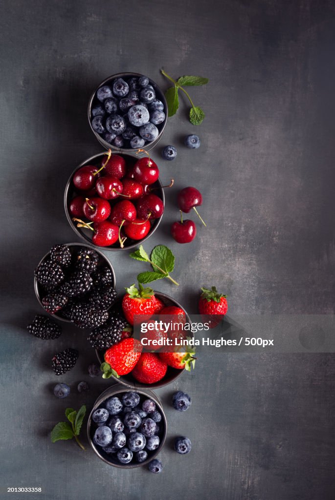 High angle view of fruits on table,Aldie,Virginia,United States,USA