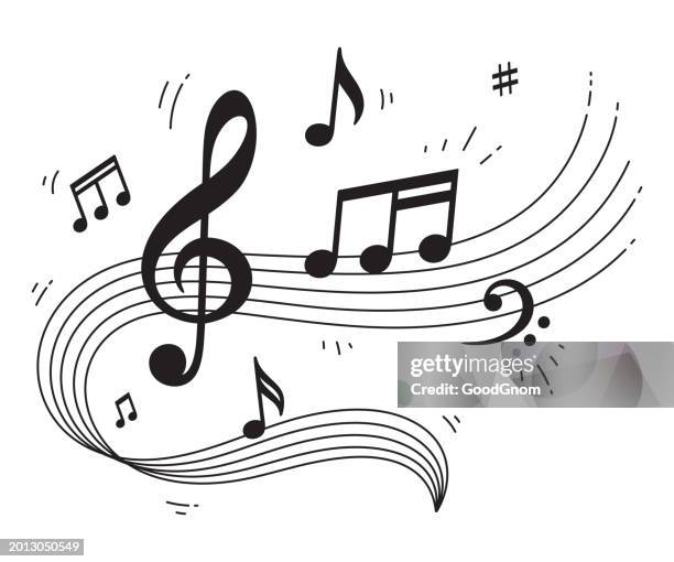 ilustrações de stock, clip art, desenhos animados e ícones de music notes wave - música