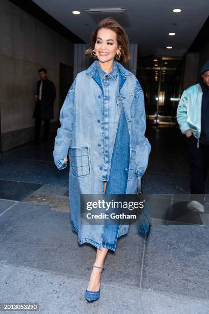 Rita Ora is seen in Midtown on February 15, 2024 in New York City.