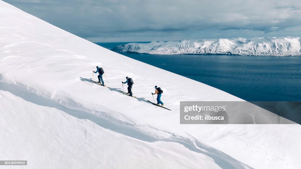 Iceland, ski mountaineering men