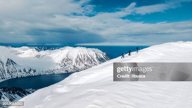 iceland, ski mountaineering men - off piste stock pictures, royalty-free photos & images