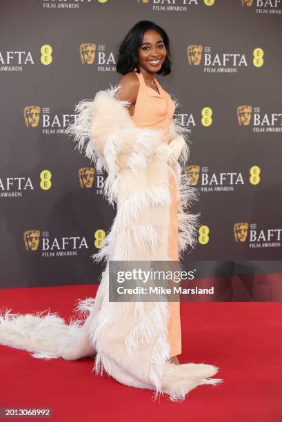 Ayo Edebiri attends the 2024 EE BAFTA Film Awards at The Royal Festival Hall on February 18, 2024 in London, England.