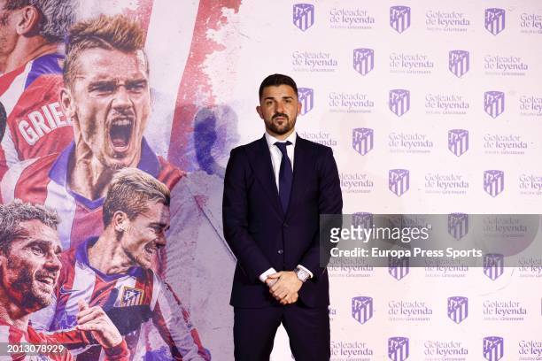 David Villa attends the photocall during an act tribute to Antoine Griezmann celebrated at Civitas Metropolitano stadium on February 15, 2024 in...