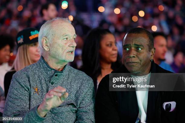 Actor Bill Murray and Ahmad Rashad attend the State Farm All-Star Saturday Night on Saturday, February 17, 2024 at Lucas Oil Stadium in Indianapolis,...