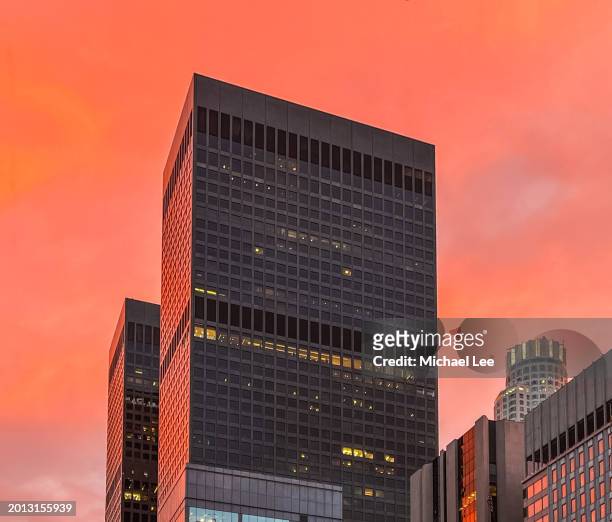 colorful sunrise in downtown los angeles - downtown los angeles stock pictures, royalty-free photos & images