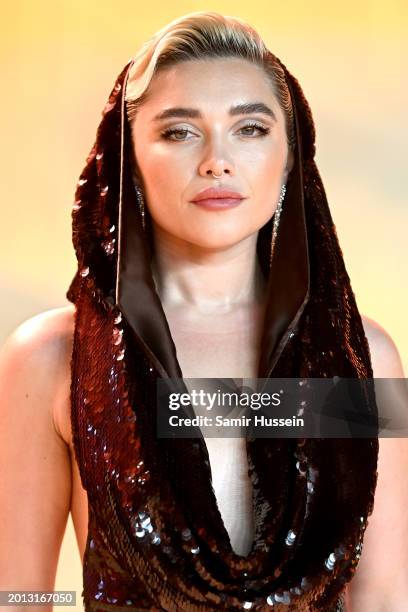 Florence Pugh attends the World Premiere of "Dune: Part Two" in Leicester Square on February 15, 2024 in London, England.