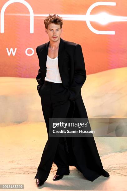 Austin Butler attends the World Premiere of "Dune: Part Two" in Leicester Square on February 15, 2024 in London, England.