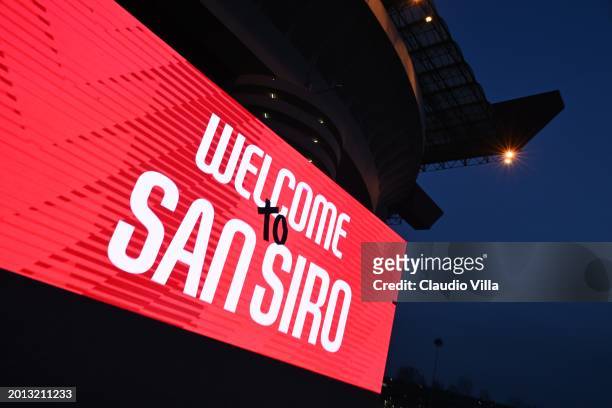 General view inside the stadium before the UEFA Europa League 2023/24 Knockout Round Play-offs First Leg match between AC Milan and Stade Rennais FC...
