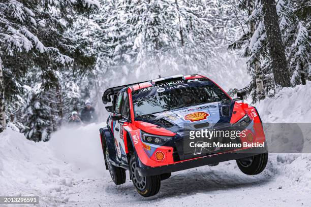 Esapekka Lappi of Finland and Janne Ferm of Finland compete with their Hyundai Shell Mobis WRT Hyundai i20 N Rally1 Hybrid during Day One of the FIA...
