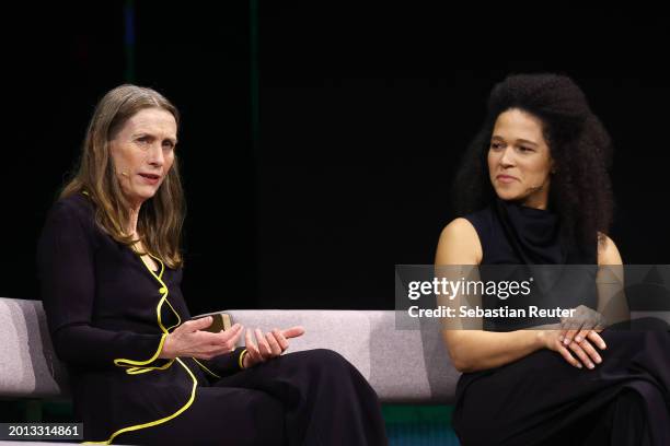 Director Mariette Rissenbeek and Célia Šašić onstage at the Opening Ceremony for the 74th Berlinale International Film Festival Berlin at Berlinale...