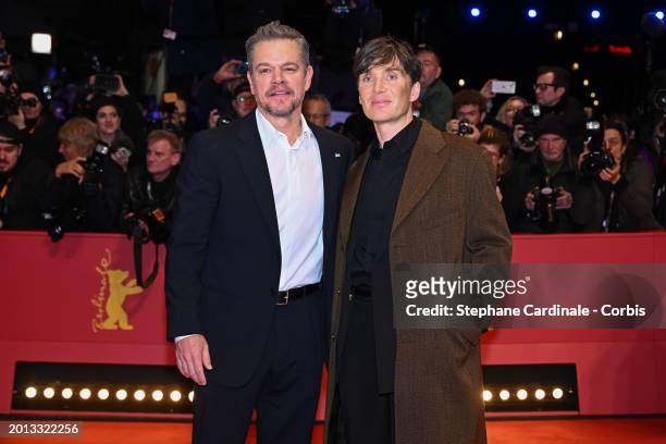 Matt Damon and Cillian Murphy attend the "Small Things Like These" premiere and Opening Red Carpet for the 74th Berlinale International Film Festival...