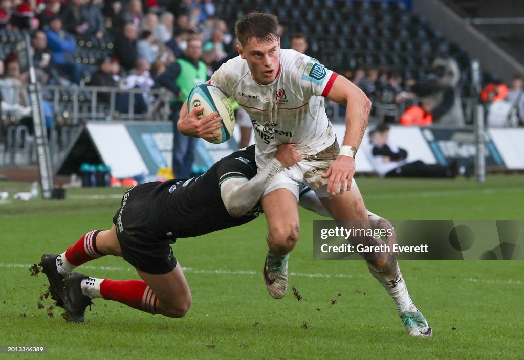 Ulster Rugby Rugby Ruck Wales , United Kingdom - 18 February 2024; Mike Lowry of Ulster is ...