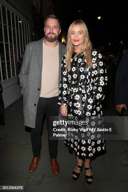 Iain Stirling and Laura Whitmore are seen attending "The Picture of Dorian Gray" Press Night at the Theatre Royal Haymarket on February 15, 2024 in...