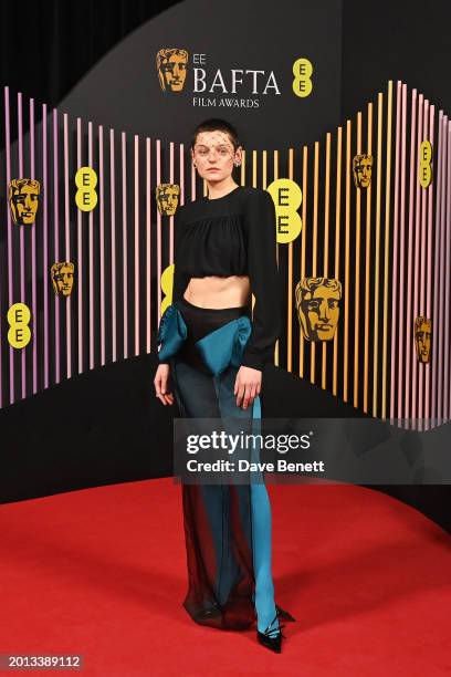 Emma Corrin attends the 2024 EE BAFTA Film Awards at The Royal Festival Hall on February 18, 2024 in London, England.