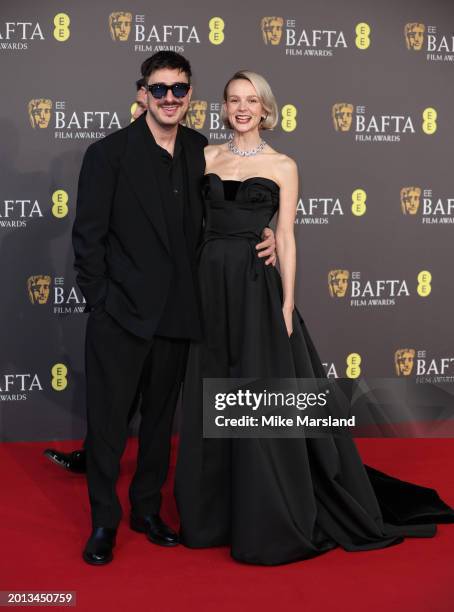 Carey Mulligan and Marcus Mumford attend the 2024 EE BAFTA Film Awards at The Royal Festival Hall on February 18, 2024 in London, England.