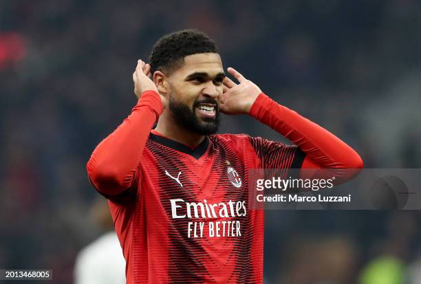 Ruben Loftus-Cheek of AC Milan celebrates after scoring his team's second goal during the UEFA Europa League 2023/24 Knockout Round Play-offs First...