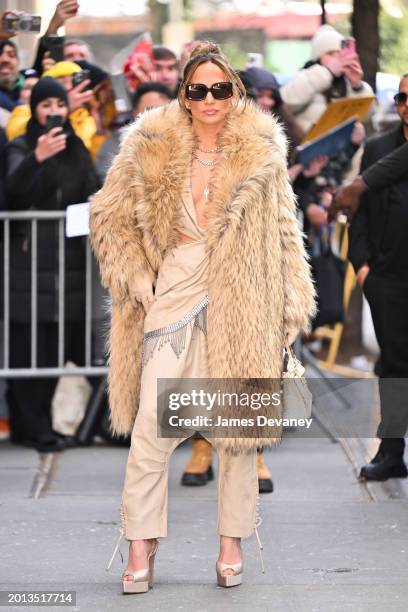 Jennifer Lopez leaves ABC's "The View" on the Upper West Side on February 15, 2024 in New York City.