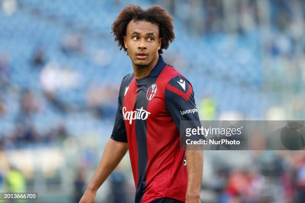 Joshua Zirkzee of Bologna is looking on during the Serie A soccer match between SS Lazio and Bologna FC at Stadio Olimpico in Rome, Italy, on...