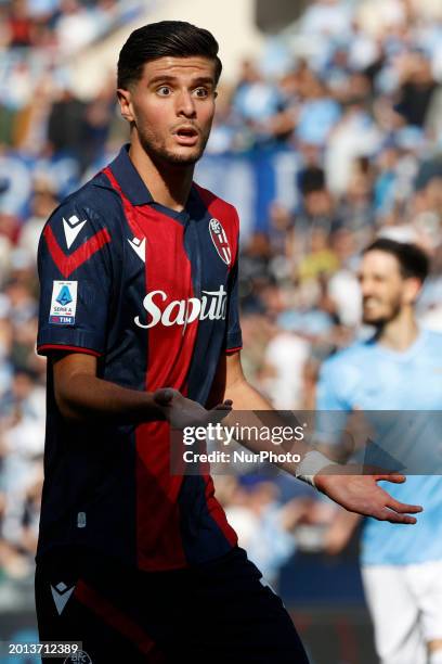 Oussama El Azzouzi of Bologna is reacting during the Serie A soccer match between SS Lazio and Bologna FC at Stadio Olimpico in Rome, Italy, on...