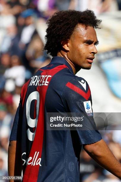 Joshua Zirkzee of Bologna is looking on during the Serie A soccer match between SS Lazio and Bologna FC at Stadio Olimpico in Rome, Italy, on...