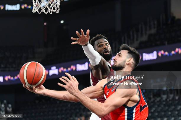 Toarlyn Fitzpatrick and Bogdan Nicolescu are in action during the Romanian Cup semi-final stage between CS Rapid and CSM CSU Oradea, taking place in...