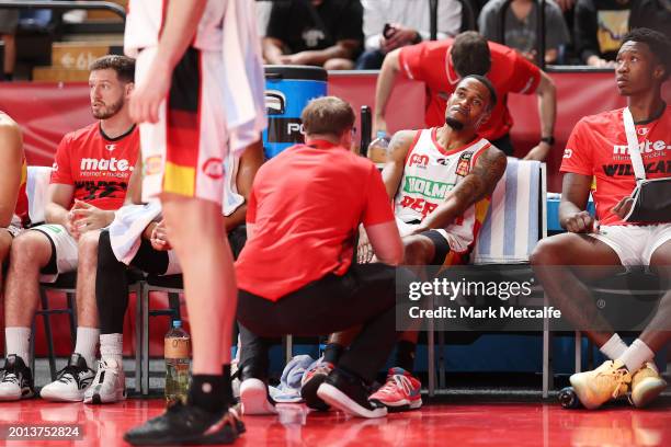 Bryce Cotton of the Wildcats walks off court injured during the round 20 NBL match between Illawarra Hawks and Perth Wildcats at WIN Entertainment...