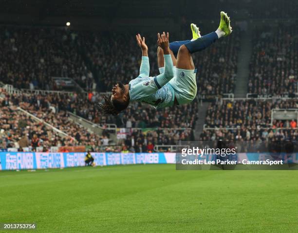 Bournemouth's Antoine Semenyo celebrates scoring his side's second goal with a somersault during the Premier League match between Newcastle United...