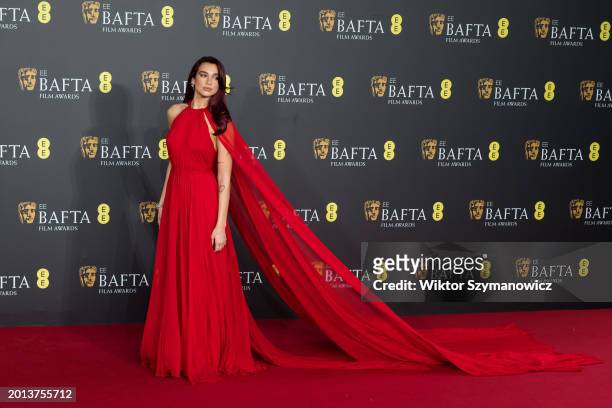 Dua Lipa attends the EE BAFTA Film Awards ceremony at The Royal Festival Hall in London, United Kingdom on February 18, 2024.
