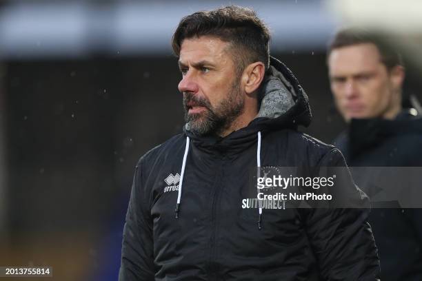 Kevin Phillips, the manager of Hartlepool United, is watching the Vanarama National League match between Hartlepool United and Boreham Wood at...