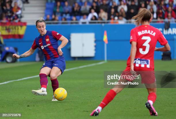 Lucy Bronze is playing in the match between FC Barcelona and Atletico de Madrid for week 19 of the Liga F at the Johan Cruyff Stadium in Barcelona,...