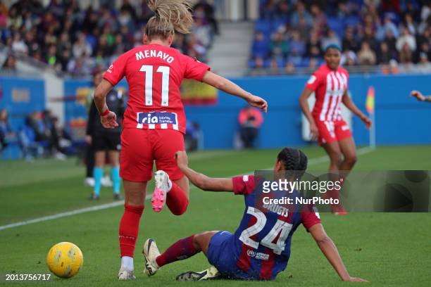 Esmee Brugts and Carmen Menayo are playing in the match between FC Barcelona and Atletico de Madrid for week 19 of the Liga F at the Johan Cruyff...