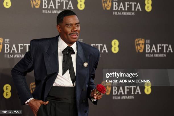 Colman US actor Colman Domingo poses on the red carpet upon arrival at the BAFTA British Academy Film Awards at the Royal Festival Hall, Southbank...