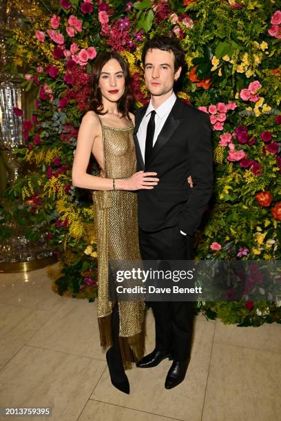 Alexa Chung and Tom Sturridge attend the British Vogue And Tiffany & Co. Celebrate Fashion And Film Party 2024 at Annabel's on February 18, 2024 in...